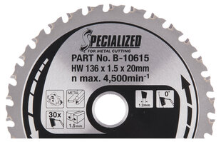 T.C.T saeketas 136X1.5X20mm 0° T30 B-10615 Makita цена и информация | Механические инструменты | kaup24.ee