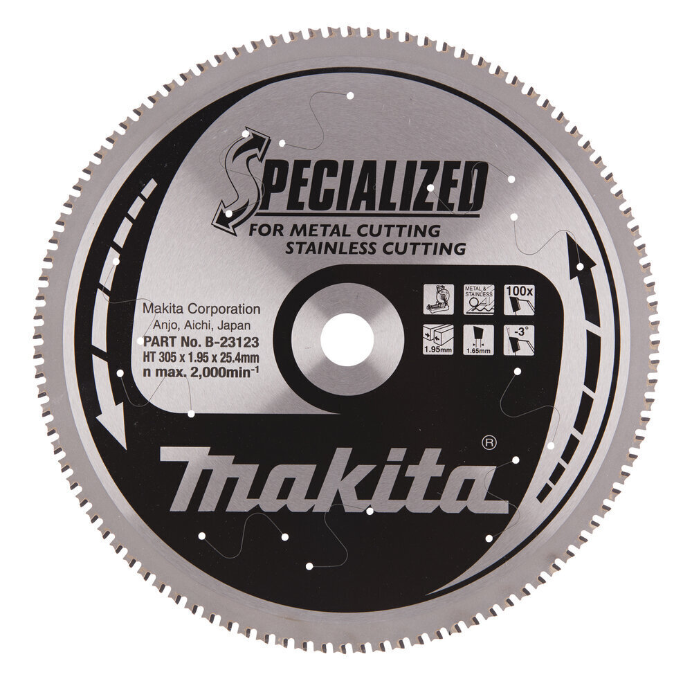 T.C.T saeketas 305X1.95X25.4mm -3° T100 B-23123 Makita hind ja info | Käsitööriistad | kaup24.ee