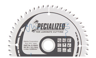 T.C.T saeketas 165X1.45X20mm 5° T52 B-29452 Makita hind ja info | Käsitööriistad | kaup24.ee