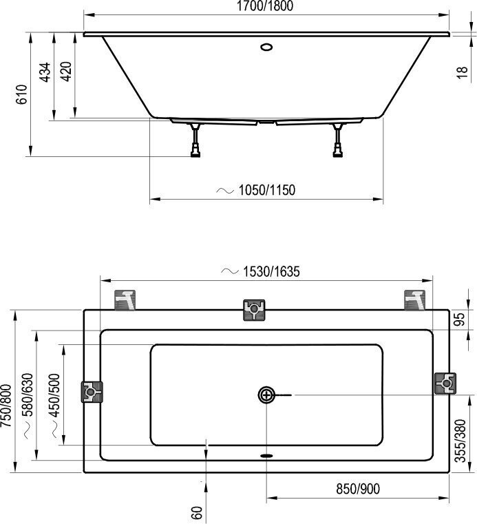 Vann Ravak, 170x75 hind ja info | Vannid | kaup24.ee