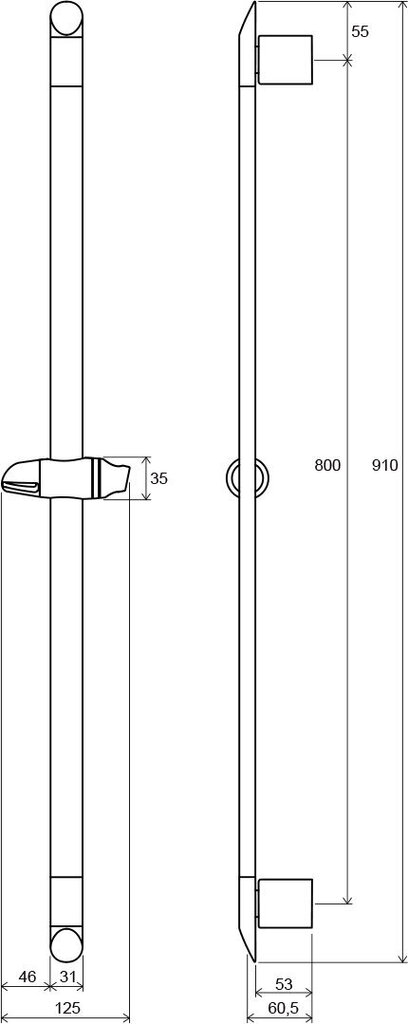 Dušitoru reguleeritava hoidjaga Chrome, 90 cm, Ravak hind ja info | Segistid ja lisatarvikud | kaup24.ee