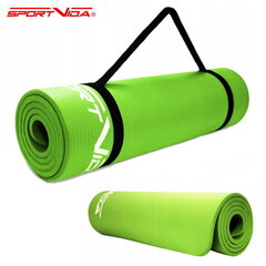 Treeningmatt SportVida NBR Non-Slip Exercise Mat 180x60x1 cm, roheline цена и информация | Коврики для йоги, фитнеса | kaup24.ee