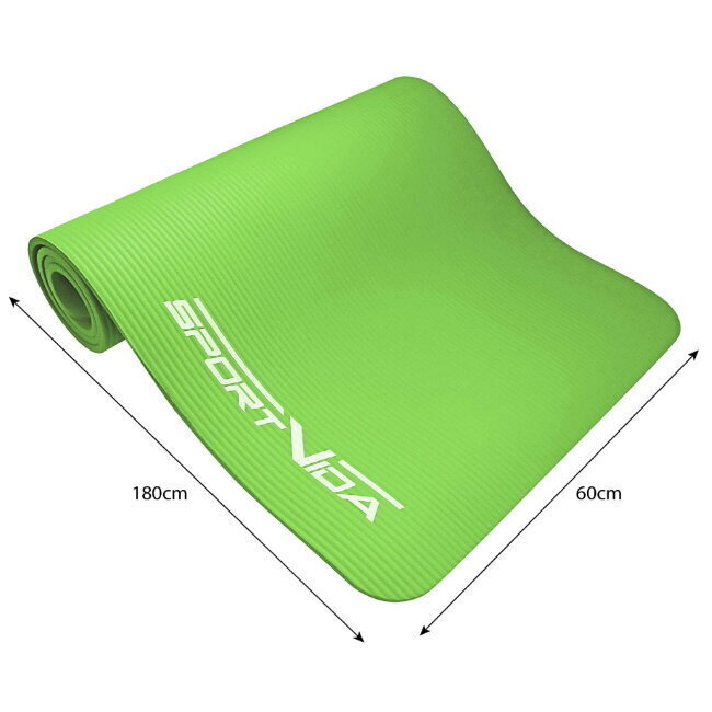 Treeningmatt SportVida NBR Non-Slip Exercise Mat 180x60x1 cm, roheline цена и информация | Joogamatid | kaup24.ee