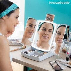 Складное светодиодное зеркало 3-в-1 с органайзером для макияжа Panomir InnovaGoods цена и информация | Косметички, косметические зеркала | kaup24.ee