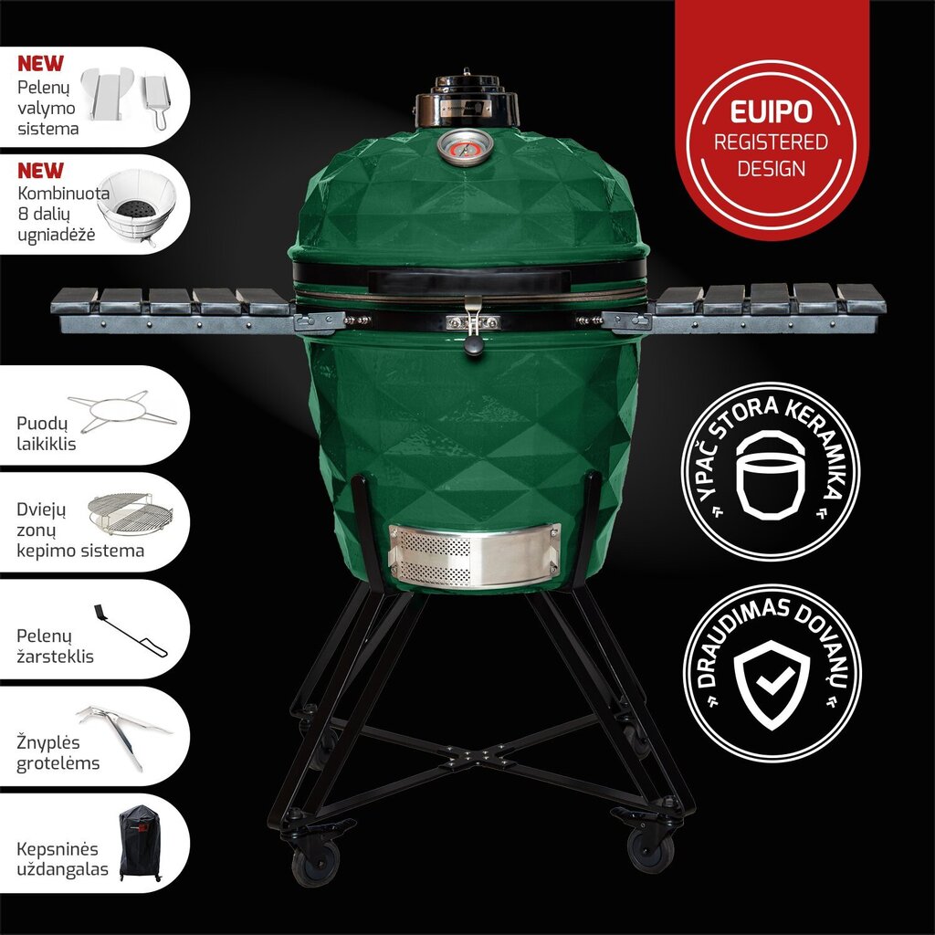 Keraamiline grill Kamado Club Pro 2 Premium+, roheline hind ja info | Grillid | kaup24.ee