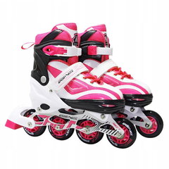 SportVida Inline Роликовые коньки с регулируемым размером 31-34 подшибниками 7 PU 64mm 82A колесами Белый-Розовый цена и информация | Ролики | kaup24.ee