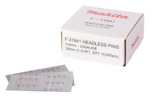 Pin naelad 0,6x30mm, 23ga, teras, 10.000 tk. F-31841 Makita цена и информация | Механические инструменты | kaup24.ee