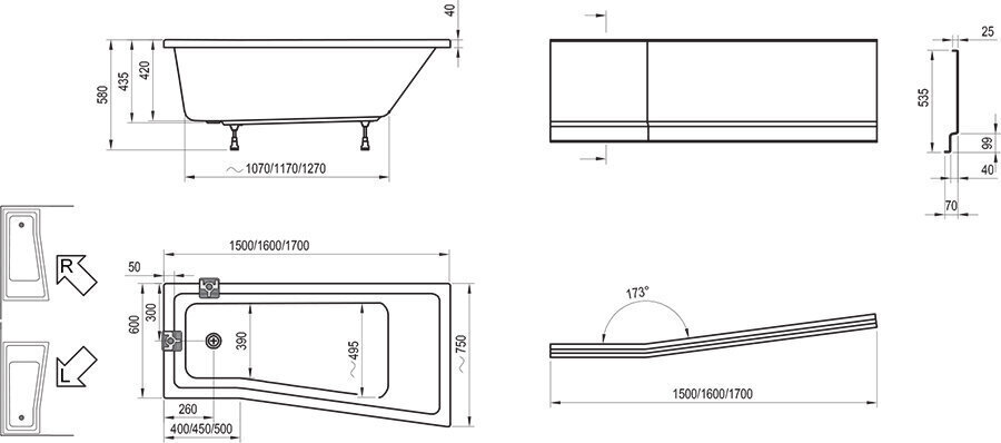 Vann Ravak BeHappy II, 170X75 hind ja info | Vannid | kaup24.ee