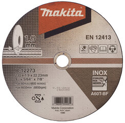 B-12273 Отрезной диск 230x1,9 мм Нержавеющая сталь / сталь Makita цена и информация | Механические инструменты | kaup24.ee