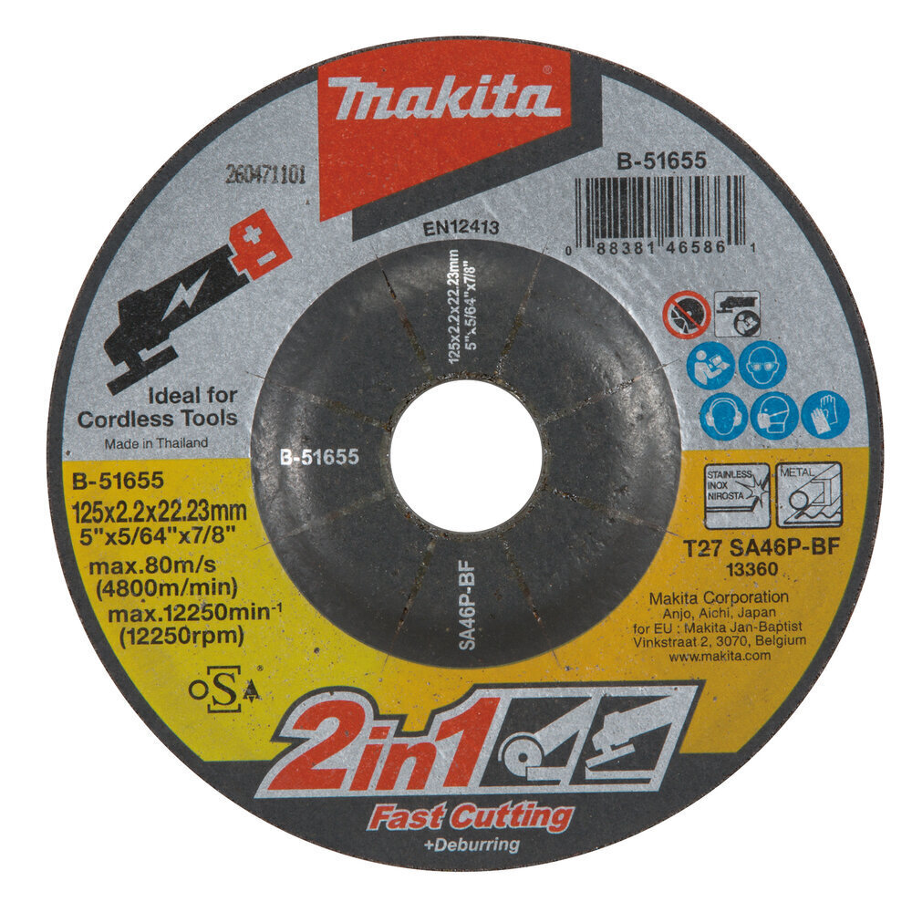 Lõikkeketas 2-IN-1 (125X2,0X22,23MM) SA46P B-51655 Makita hind ja info | Käsitööriistad | kaup24.ee