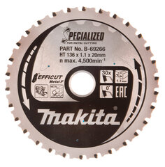 T.C.T saeketas 136 x 1.1 x 20 mm 0° T30 B-69266 Makita цена и информация | Механические инструменты | kaup24.ee