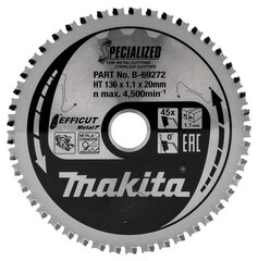 Пильный диск B-69272 TCT EFFICUT METAL 136X1.1X20mm 0 ° T45 Makita цена и информация | Механические инструменты | kaup24.ee