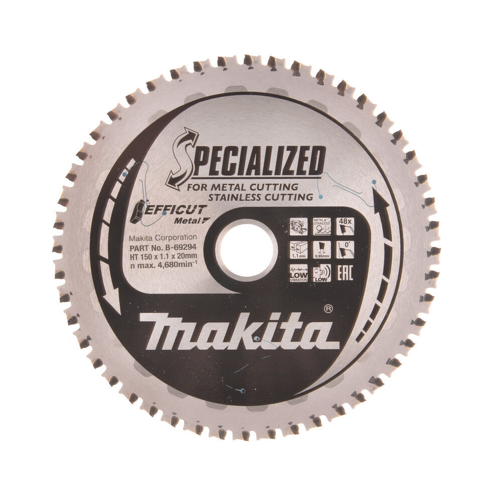 T.C.T saeketas 150 x 1.1 x 20 mm 0° T48 B-69294 Makita цена и информация | Käsitööriistad | kaup24.ee