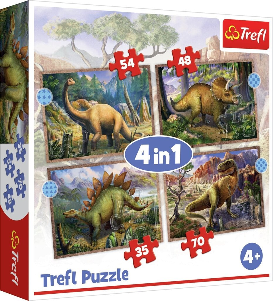 4 pusle komplekt "Dinosaurused" hind ja info | Pusled | kaup24.ee