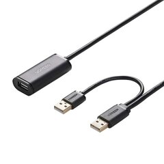 2x удлинительный кабель USB 2.0 UGREEN US137, активный, 10 м (черный) цена и информация | Кабели для телефонов | kaup24.ee