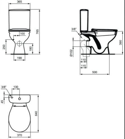 Kompaktne kaanega wc/bidee, horisontaalne äravool + must segisti hind ja info | WС-potid | kaup24.ee