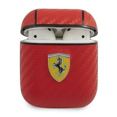 Чехол FESA2CARE Ferrari Carbon PC/PU для Airpods 1/2, красный цена и информация | Аксессуары для наушников | kaup24.ee