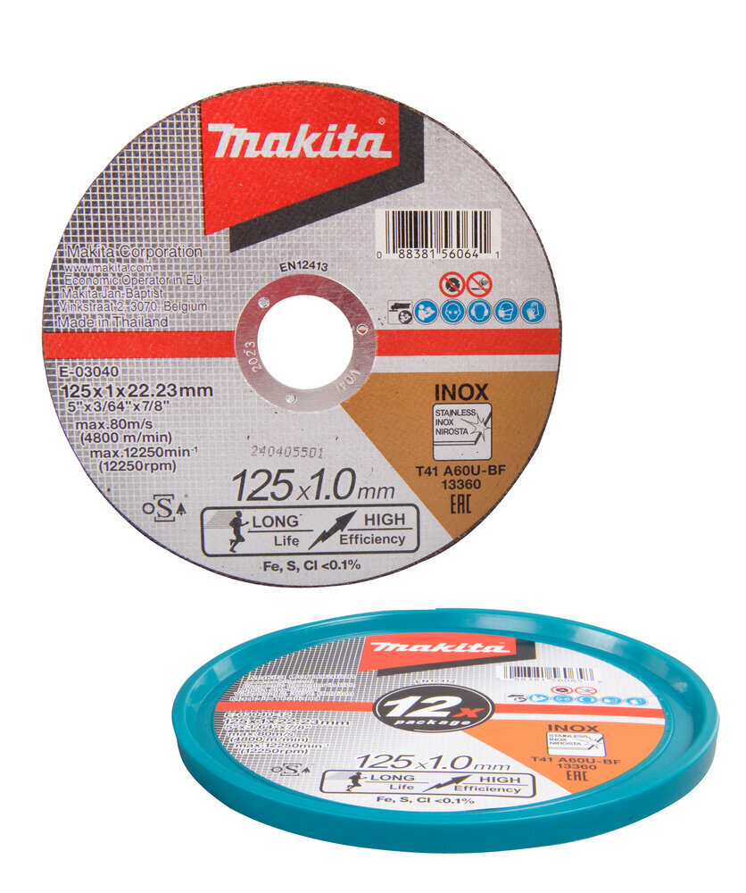 LÕIKKEKETAS 125x1 mm RST/ METALL 12Tk E-03040-12 Makita цена и информация | Käsitööriistad | kaup24.ee