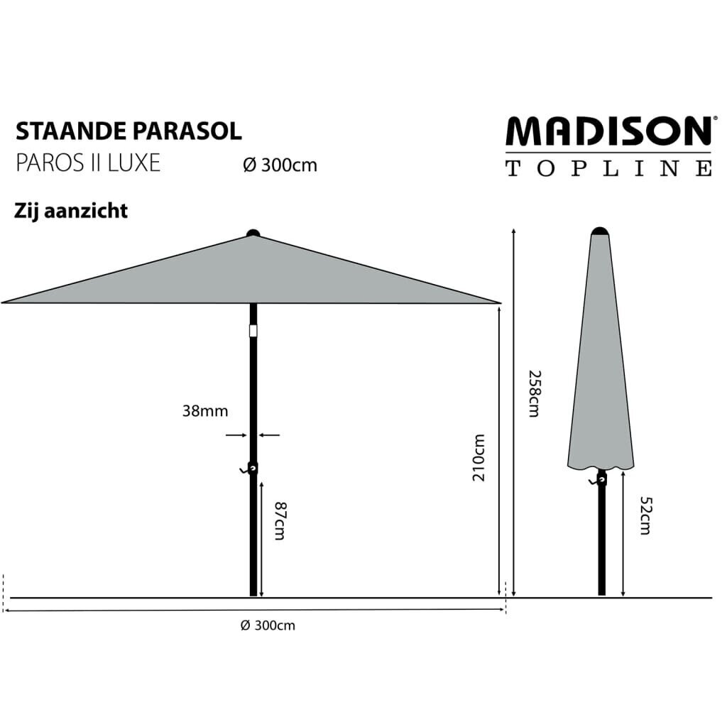 Skėtis nuo saulės Madison Paros II Luxe, 300 cm, pilkas hind ja info | Päikesevarjud, markiisid ja alused | kaup24.ee