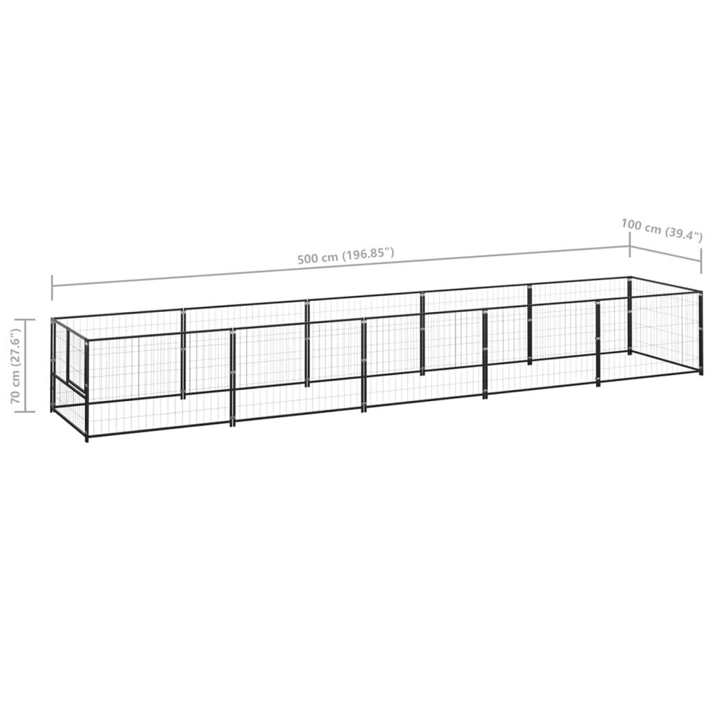 vidaXL Koerte aedik, must, 5m², teras hind ja info | Pesad, padjad | kaup24.ee