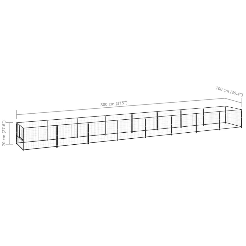 vidaXL Koerte aedik, must, 8m², teras цена и информация | Pesad, kuudid | kaup24.ee