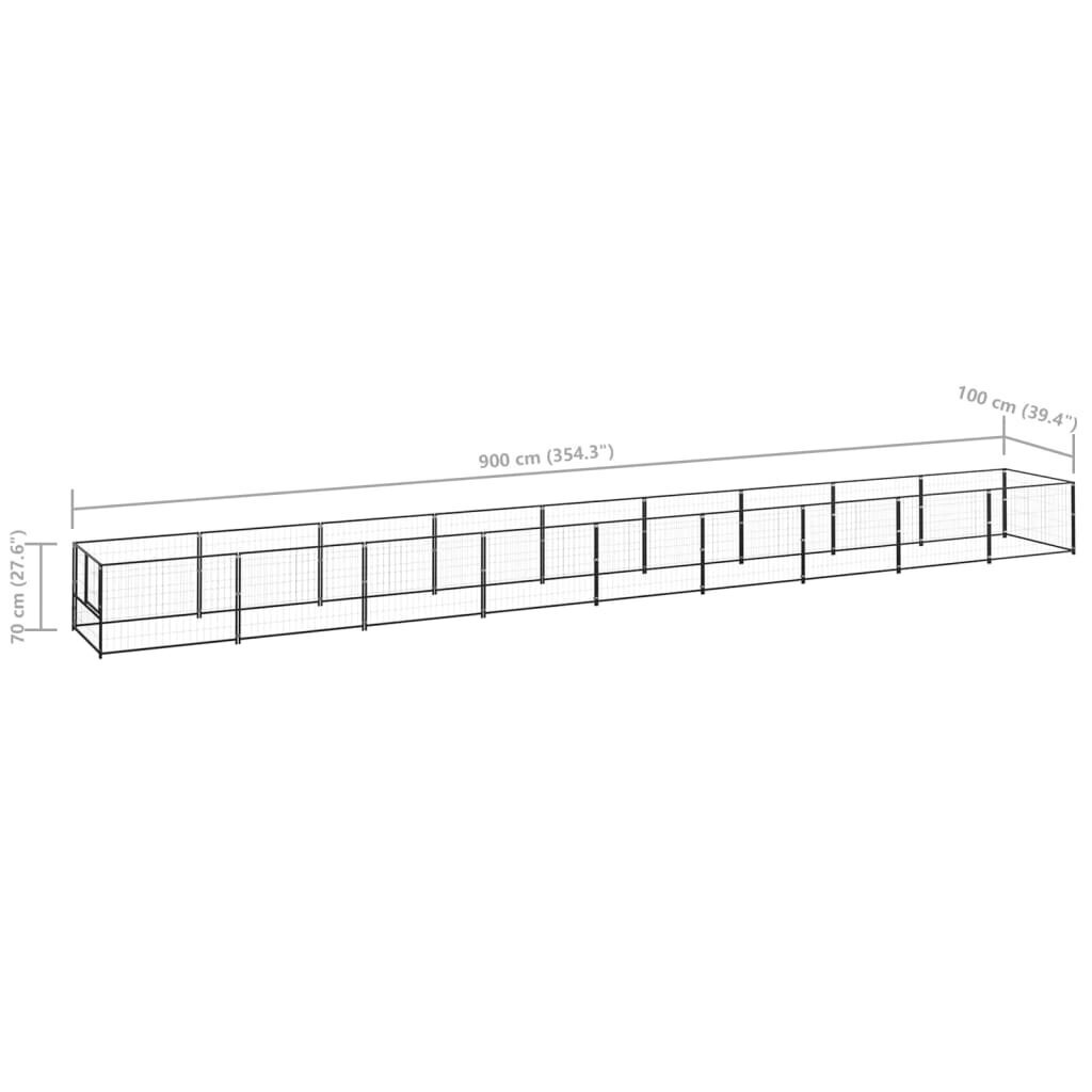 vidaXL Koerte aedik, must, 9m², teras цена и информация | Pesad, kuudid | kaup24.ee