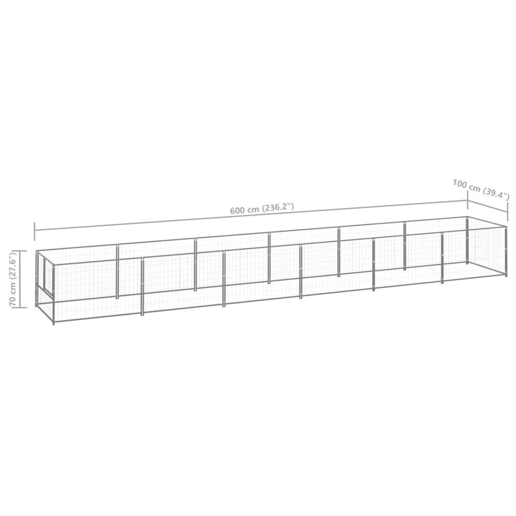 vidaXL Koerte aedik, hõbedane, 6m², teras hind ja info | Pesad, padjad | kaup24.ee