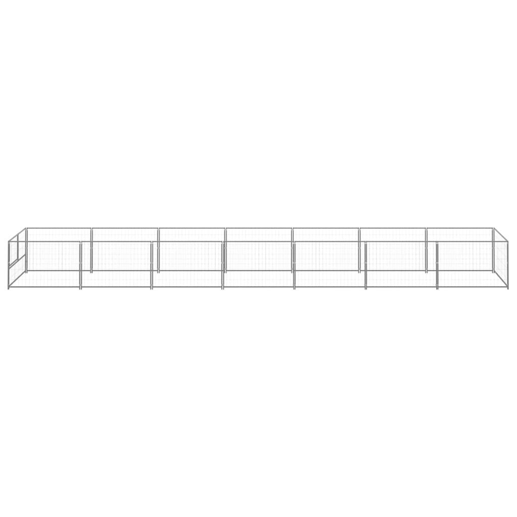 vidaXL Koerte aedik, hõbedane, 7m², teras hind ja info | Pesad, padjad | kaup24.ee