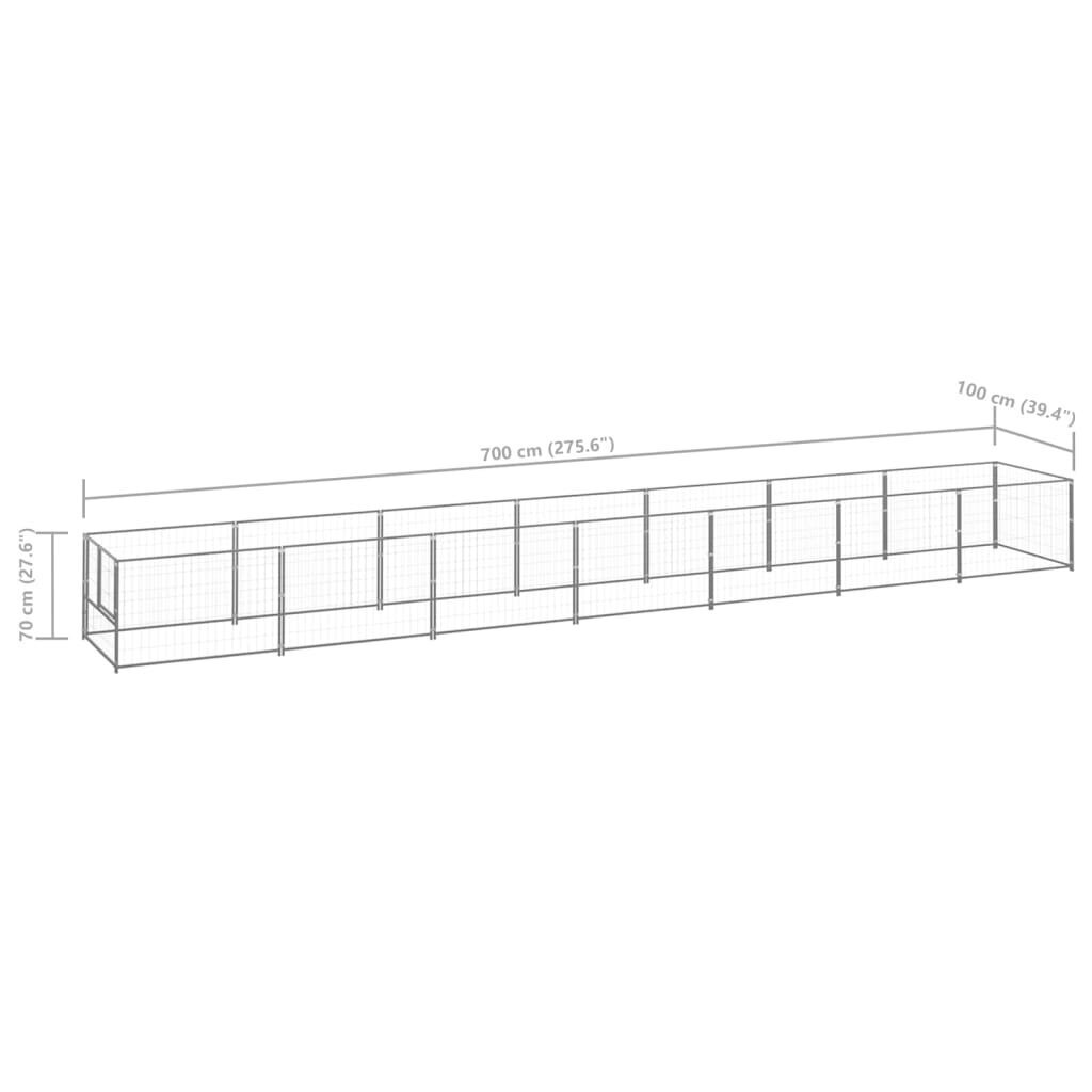 vidaXL Koerte aedik, hõbedane, 7m², teras hind ja info | Pesad, padjad | kaup24.ee