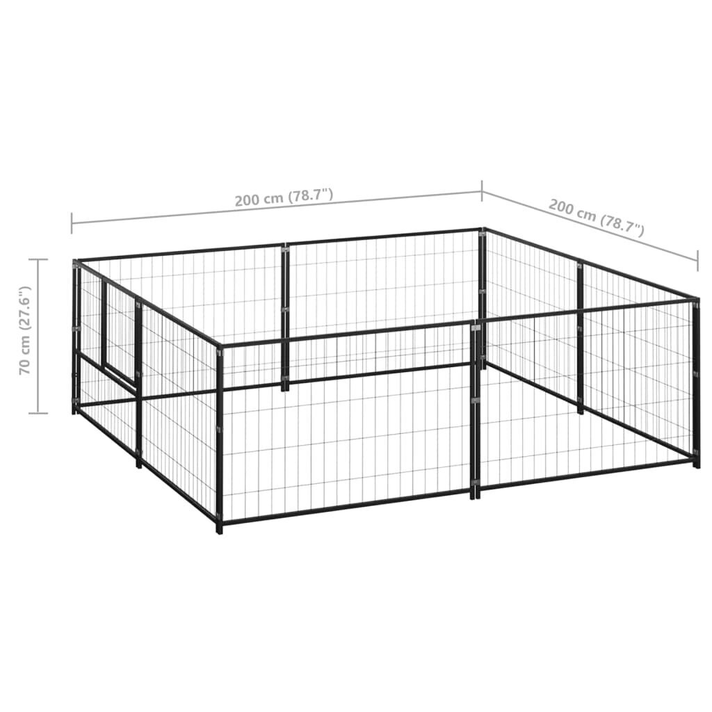 vidaXL Koerte aedik, must, 4m², teras hind ja info | Pesad, padjad | kaup24.ee