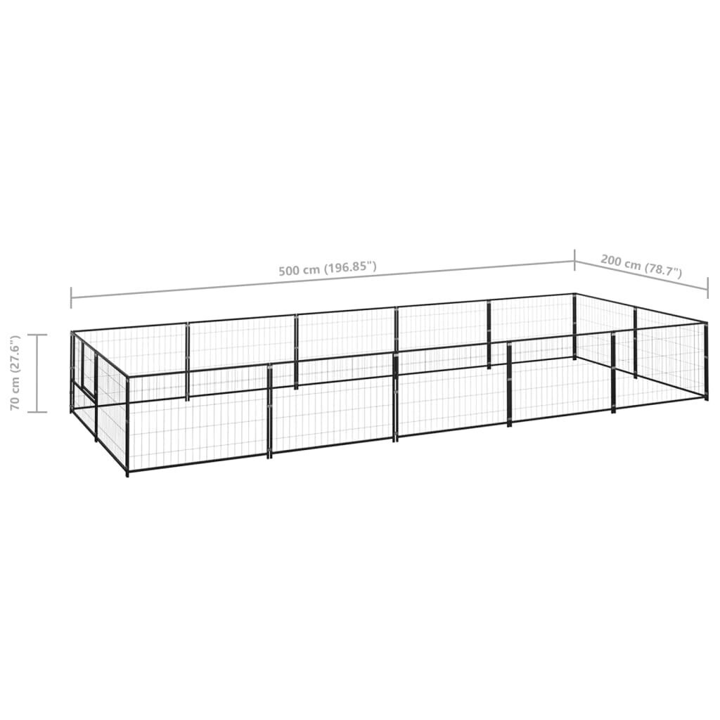 vidaXL Koerte aedik, must, 10m², teras цена и информация | Pesad, padjad | kaup24.ee