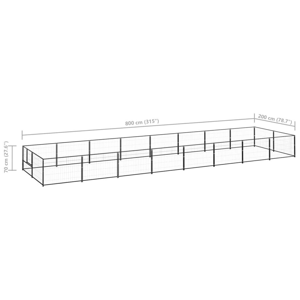 vidaXL Koerte aedik, must, 16m², teras hind ja info | Pesad, padjad | kaup24.ee
