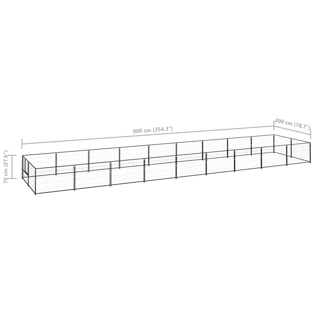 vidaXL Koerte aedik, must, 18m², teras цена и информация | Pesad, kuudid | kaup24.ee