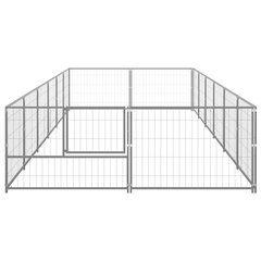 vidaXL Koerte aedik, hõbedane, 12m², teras hind ja info | Pesad, padjad | kaup24.ee
