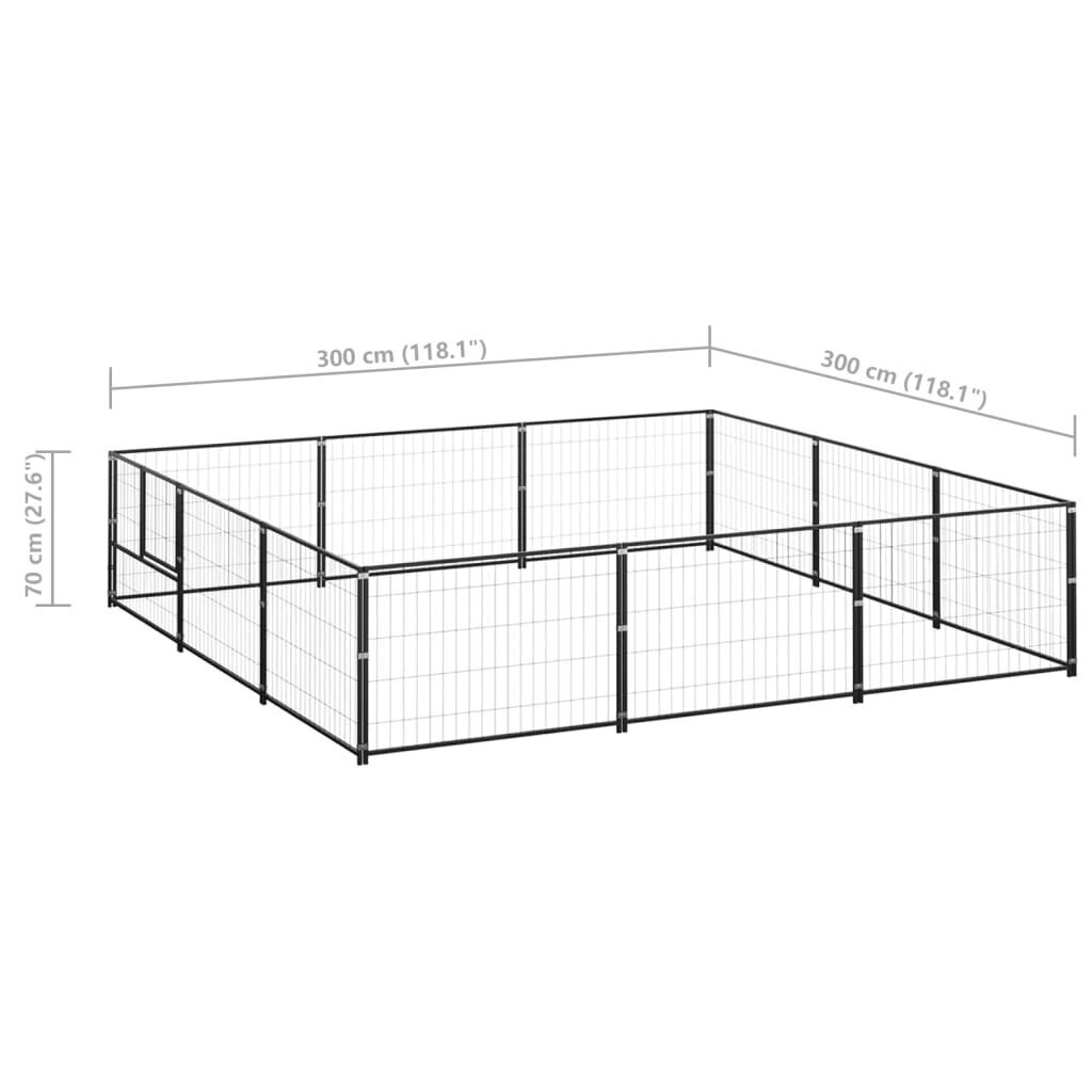 vidaXL Koerte aedik, must, 9m², teras hind ja info | Pesad, kuudid | kaup24.ee