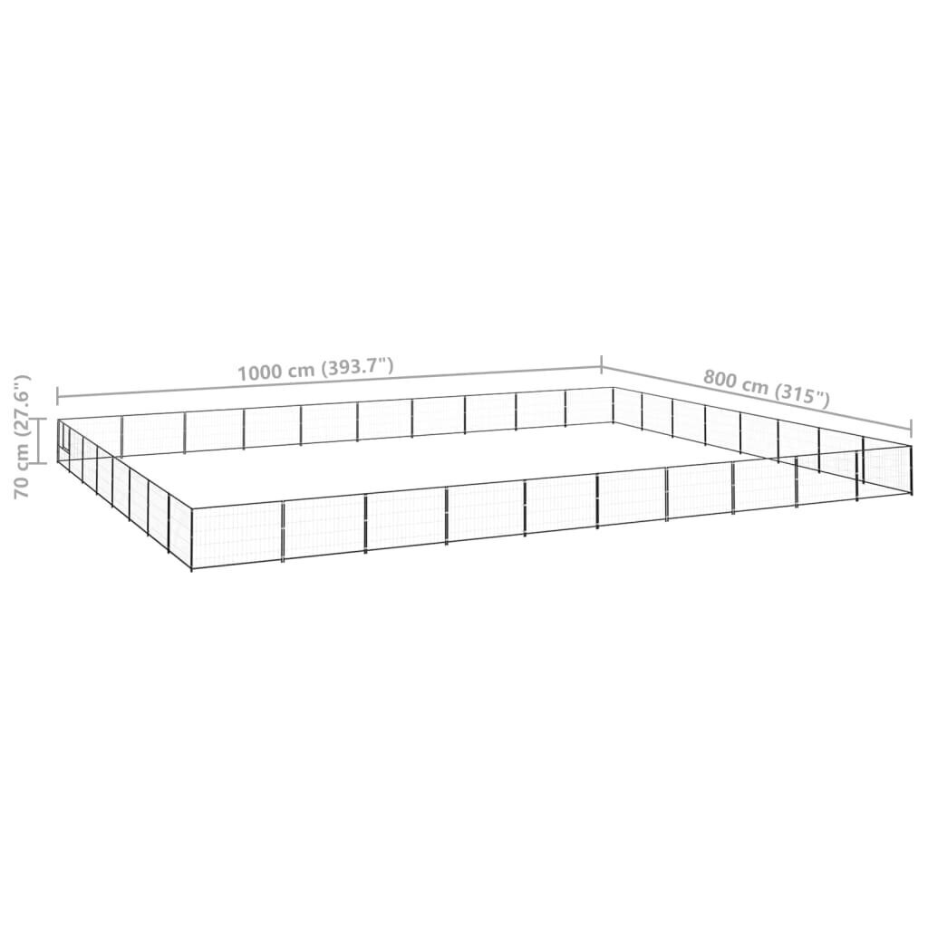vidaXL Koerte aedik, must, 80m², teras hind ja info | Pesad, padjad | kaup24.ee