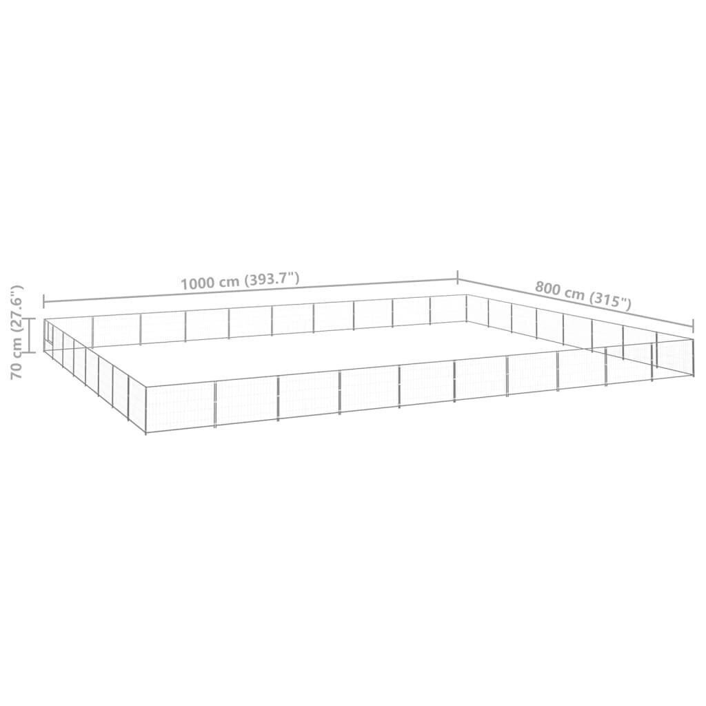 vidaXL Koerte aedik, hõbedane, 80m², teras hind ja info | Pesad, kuudid | kaup24.ee