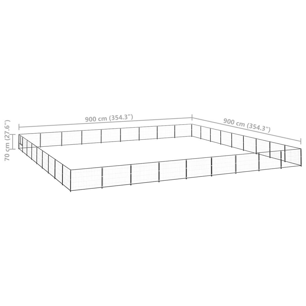 vidaXL Koerte aedik, must, 81m², teras hind ja info | Pesad, padjad | kaup24.ee