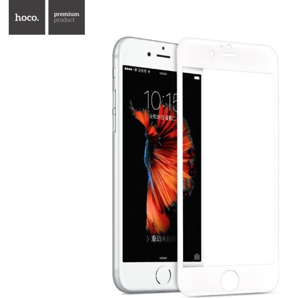 Kaitsev karastatud klaas 3D 9H HOCO, must iPhone 6 / iPhone 6S, Tempered Glass цена и информация | Ekraani kaitsekiled | kaup24.ee