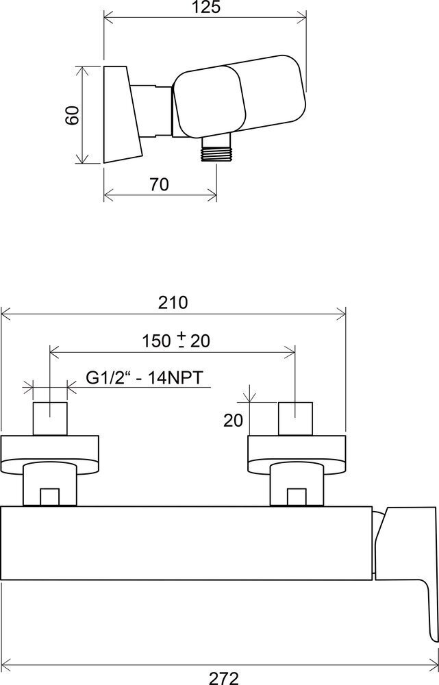 Seinale paigaldatav dušisegisti 10°, 150 mm, Ravak hind ja info | Vannitoa segistid | kaup24.ee