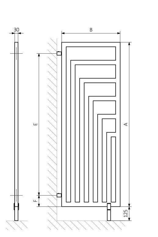 Küljega seinale ja põrandale paigaldatav elektriradiaator Terma Angus DW 1430/480 600W hind ja info | Vannitoa radiaatorid ja käterätikuivatid | kaup24.ee