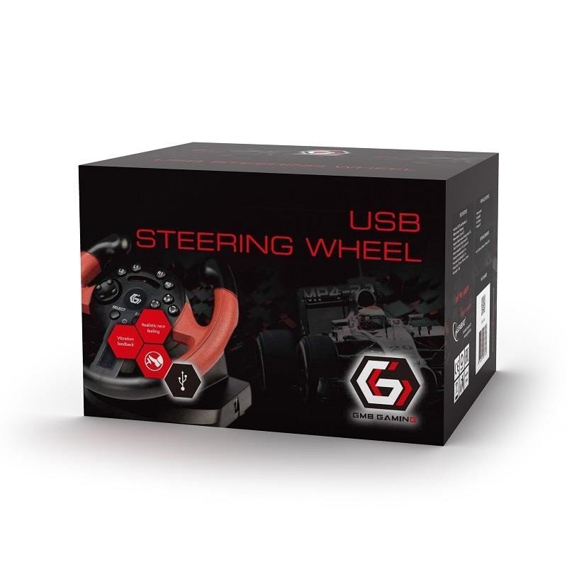 Gembird USB vibrating racing wheel (PC/PS3) цена и информация | Mängukonsoolide lisatarvikud | kaup24.ee