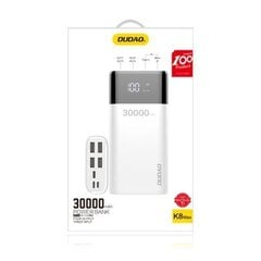 Внешний аккумулятор Dudao 4x USB 30000mAh LCD 4A белый (K8Max белый) цена и информация | Зарядные устройства Power bank | kaup24.ee