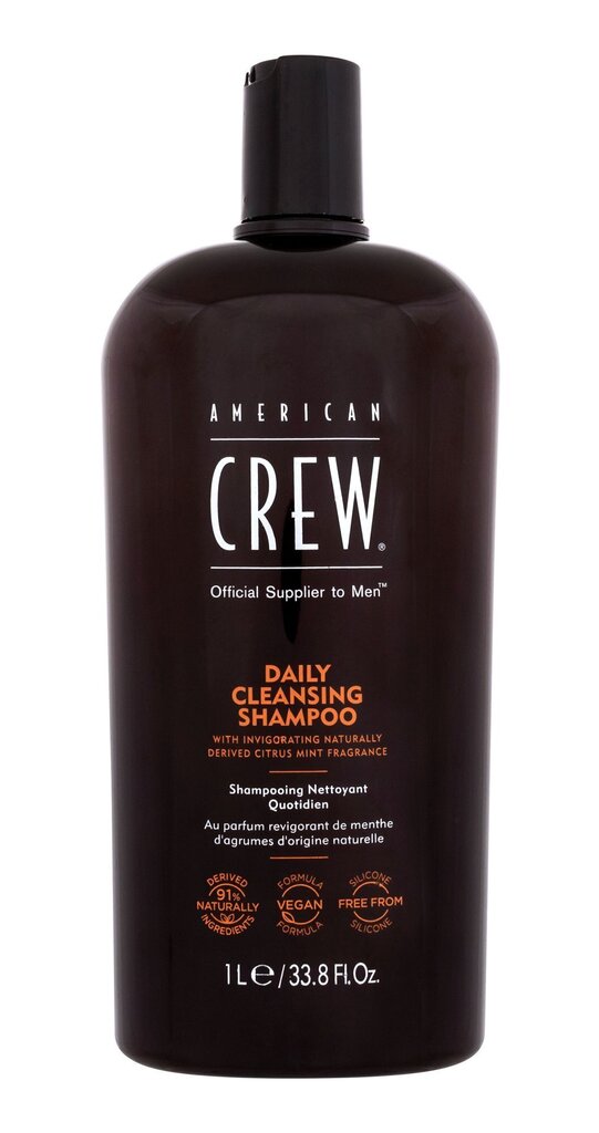 Juuksešampoon meestele American Crew Daily Cleansing, 1000 ml цена и информация | Šampoonid | kaup24.ee
