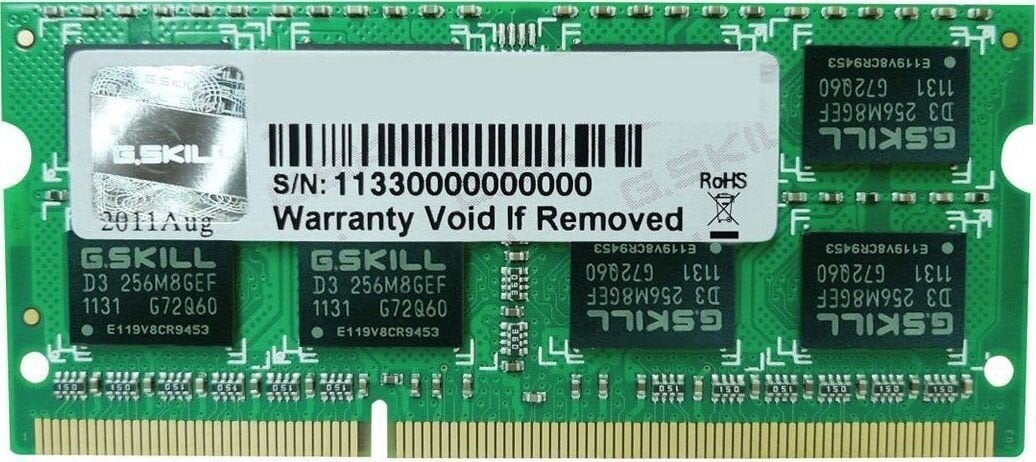 G.Skill DDR3 SO-DIMM 8GB 1600-11 SL (F3-1600C11S-8GSL) Da SL (F3-1600C11S-8GSL) цена и информация | Operatiivmälu (RAM) | kaup24.ee