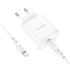 Borofone BN3 20W PD 2.0 QC 3.0 Быстрая сетевая зарядка 1x USB-C (Type-C) + USB-C to Lightning 1m Кабель Белый цена и информация | Зарядные устройства для телефонов | kaup24.ee