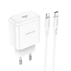 Borofone BN3 20W PD 2.0 QC 3.0 Быстрая сетевая зарядка 1x USB-C (Type-C) + USB-C to Lightning 1m Кабель Белый цена и информация | Зарядные устройства для телефонов | kaup24.ee