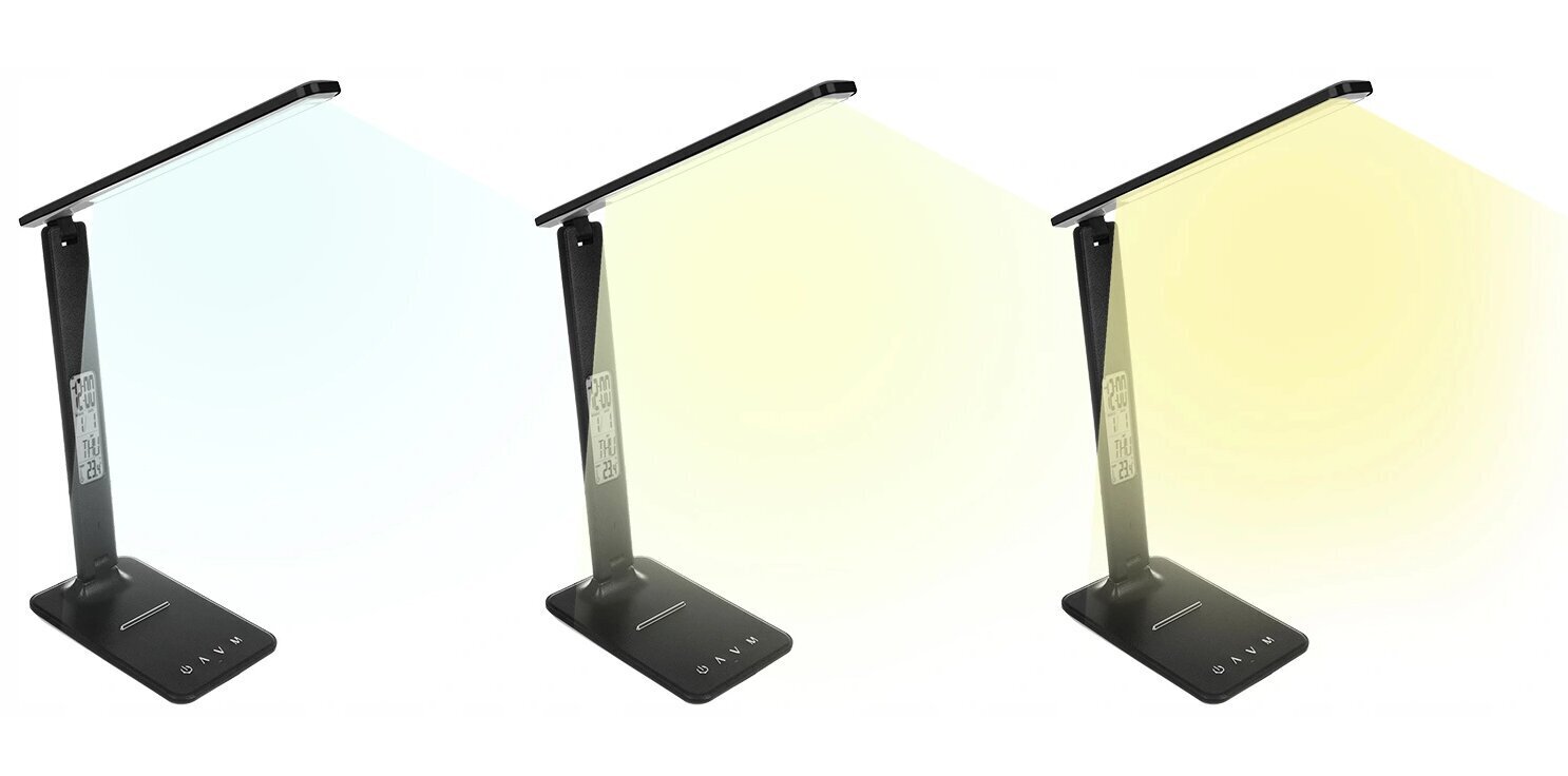 LED laualamp ilmajaama ja äratuskellaga, must hind ja info | Laualambid | kaup24.ee