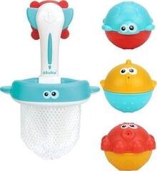 Набор игрушек для ванной Akuku с рыбацкой сетью/корзиной, A0456 цена и информация | Игрушки для малышей | kaup24.ee