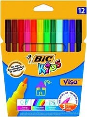 Värvilised viltpliiatsid Bic Kids Visa, 12 värvi komplekt hind ja info | Kunstitarbed, voolimise tarvikud | kaup24.ee